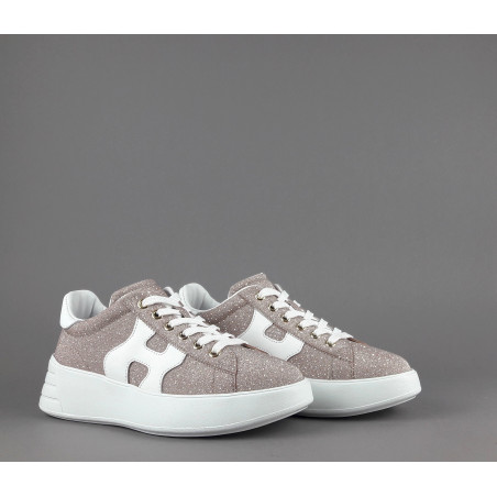 Hogan Rebel Donna H562 Tessuto Shiny Rosa Polvere H Pelle Prezzo 320,00