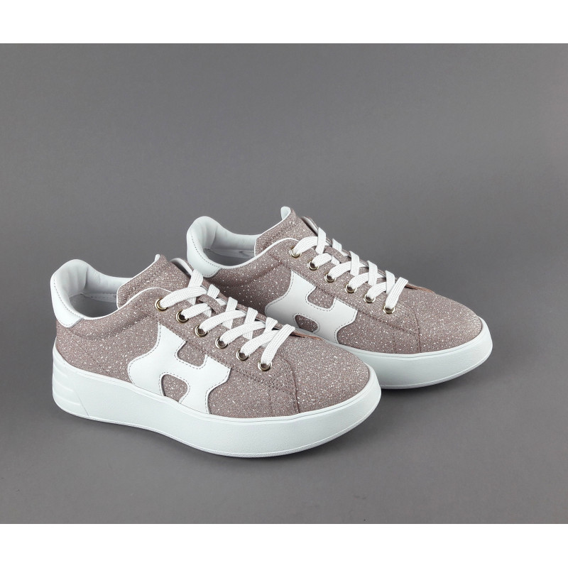 Hogan Rebel Donna H562 Tessuto Shiny Rosa Polvere H Pelle Prezzo 320,00