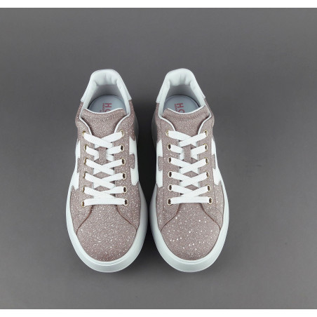 Hogan Rebel Donna H562 Tessuto Shiny Rosa Polvere H Pelle Prezzo 320,00