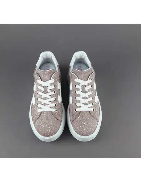 Hogan - - Rebel Donna H564 Tessuto Shiny Rosa Polvere H Pelle Prezzo 320,00