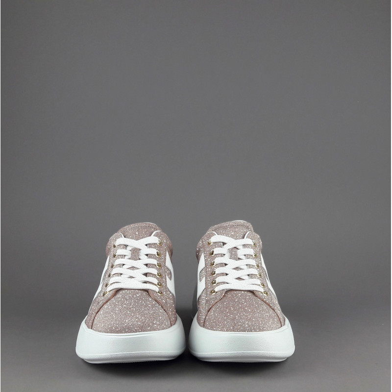 Hogan Rebel Donna H562 Tessuto Shiny Rosa Polvere H Pelle Prezzo 320,00