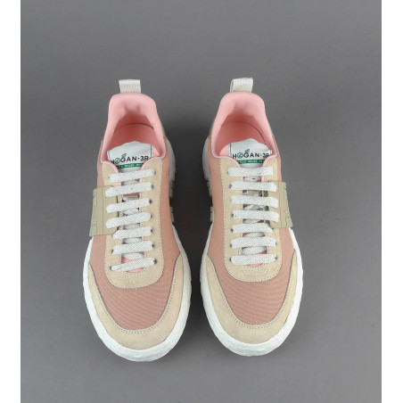 Hogan Sneaker Hogan-3R Donna Camoscio Tela Beige/Rosa Prezzo 320,00