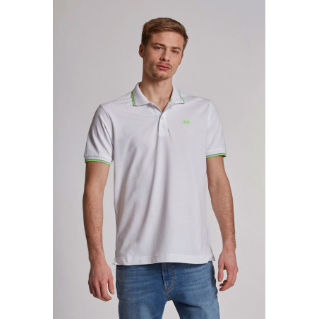 La Martina Polo Uomo Piqué Di Cotone Stretch Fit Regular Bianco Prezzo 100,00