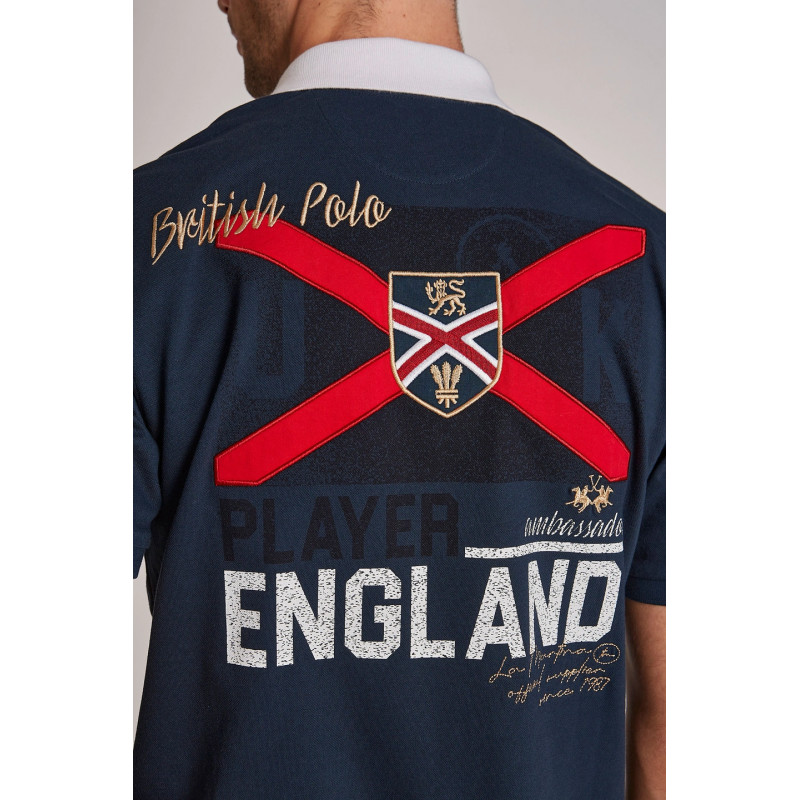 La Martina - - Polo Uomo Piqué Di Cotone Stretch Fit Regular Blu Scuro Prezzo 180,00