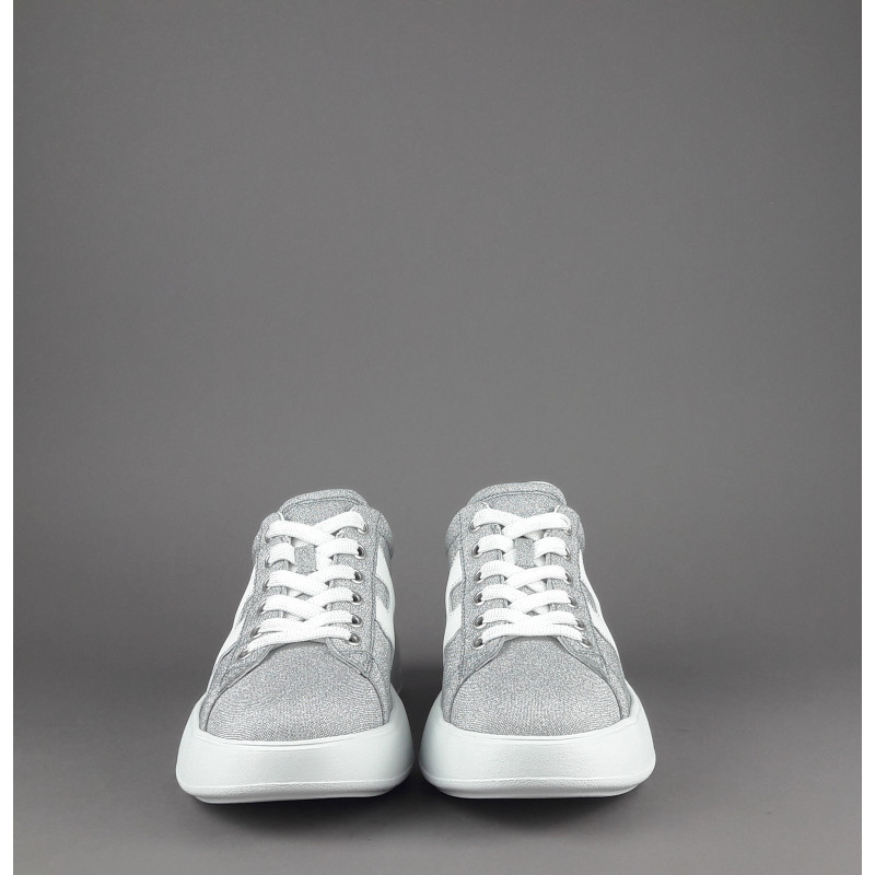 Hogan Rebel Donna H562 Tessuto Glitter Argento H Onda Pelle Prezzo 320,00