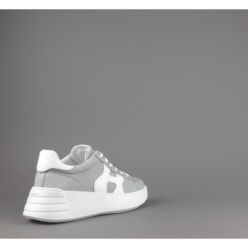 Hogan Rebel Donna H562 Tessuto Glitter Argento H Onda Pelle Prezzo 320,00