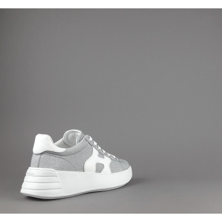 Hogan Rebel Donna H562 Tessuto Glitter Argento H Onda Pelle Prezzo 320,00