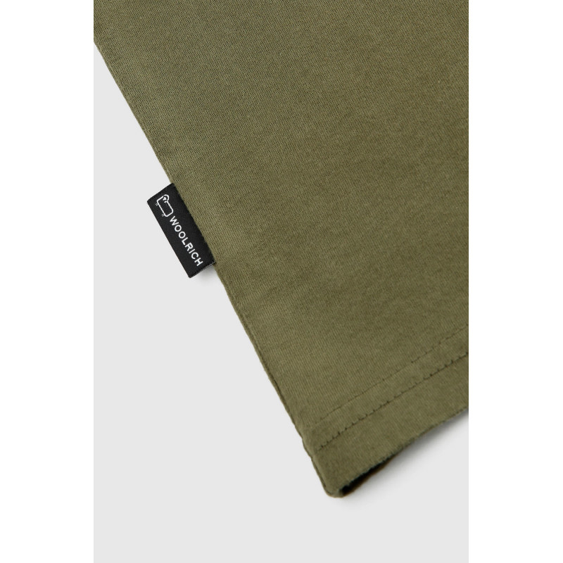Woolrich T-Shirt Uomo Cotone Verde Militare Tasca Al Petto Prezzo 55,00