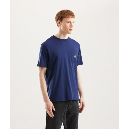 Refrigiwear - - T-Shirt Uomo Pierce Cotone Blu Taschino Logato Prezzo 45,00