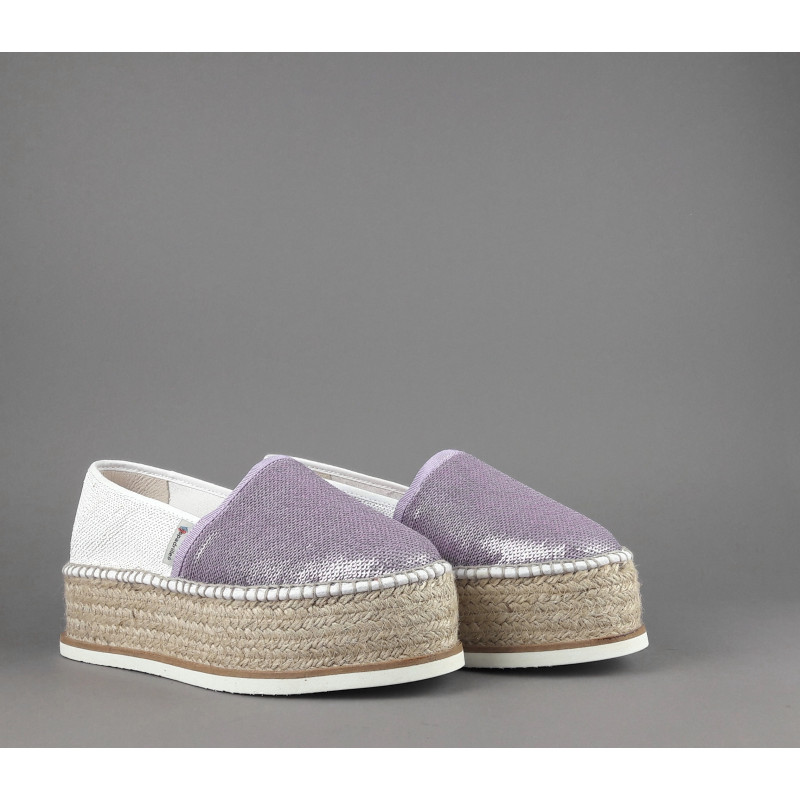 Espadrilles Scarpa Donna J.Moor Paillettes Lilla Bianco Prezzo 150,00