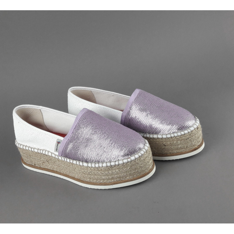 Espadrilles Scarpa Donna J.Moor Paillettes Lilla Bianco Prezzo 150,00