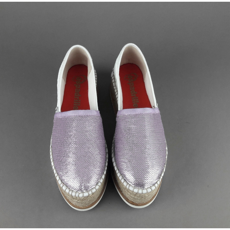 Espadrilles Scarpa Donna J.Moor Paillettes Lilla Bianco Prezzo 150,00