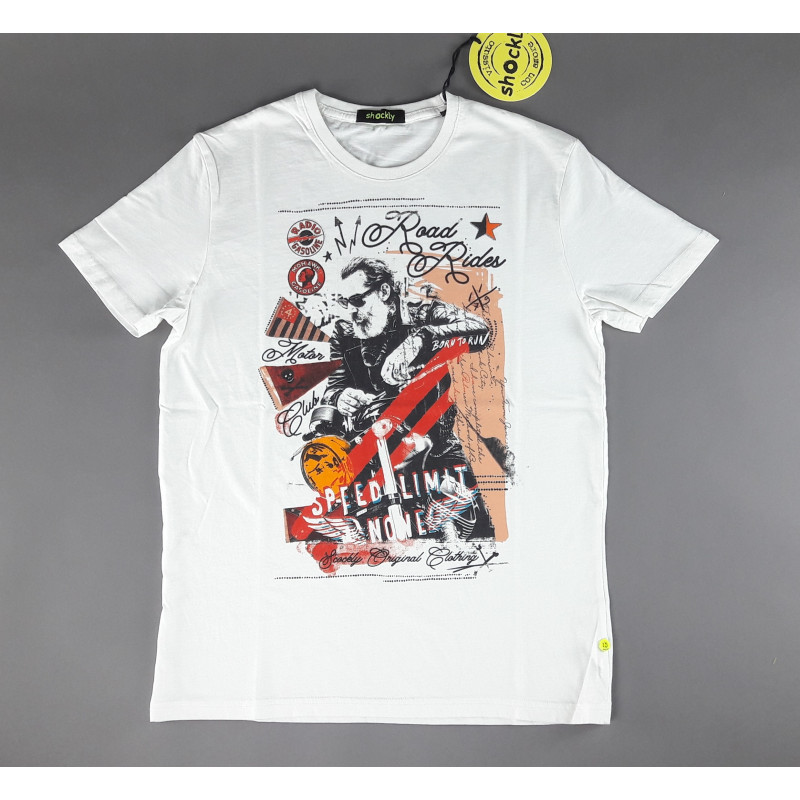 Shockly - - T-Shirt Uomo Cotone Bianco Con Stampa Prezzo 55,00