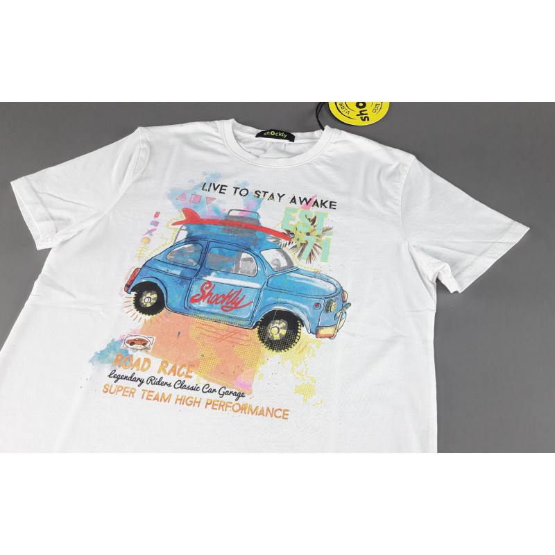 Shockly - - T-Shirt Uomo Cotone Bianco Con Stampa Prezzo 55,00