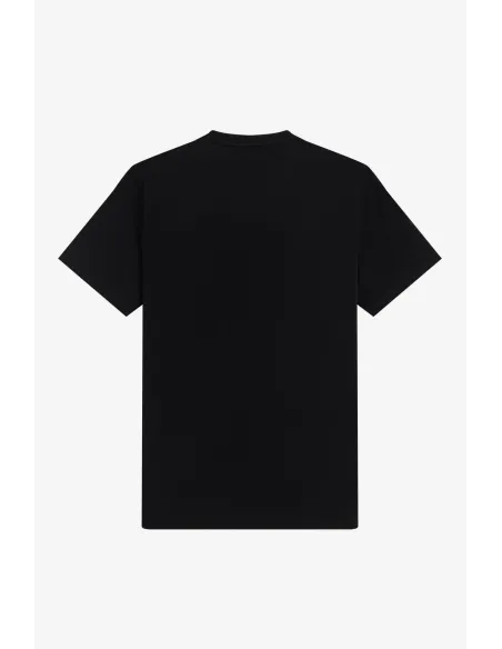 Fred Perry - - T-Shirt Uomo Jersey Cotone Nero Stampa Frontale Prezzo 95,00