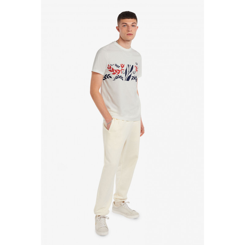 Fred Perry T-Shirt Vine Uomo Jersey Cotone Bianco Stampa Frontale Prezzo 95,00