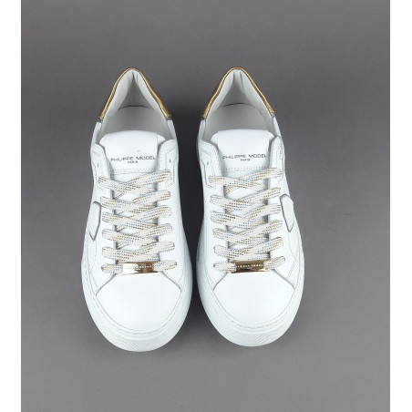 Philippe Model / Sneakers Donna New Temple Pelle Bianco Spoiler Vernice Oro Prezzo 340,00