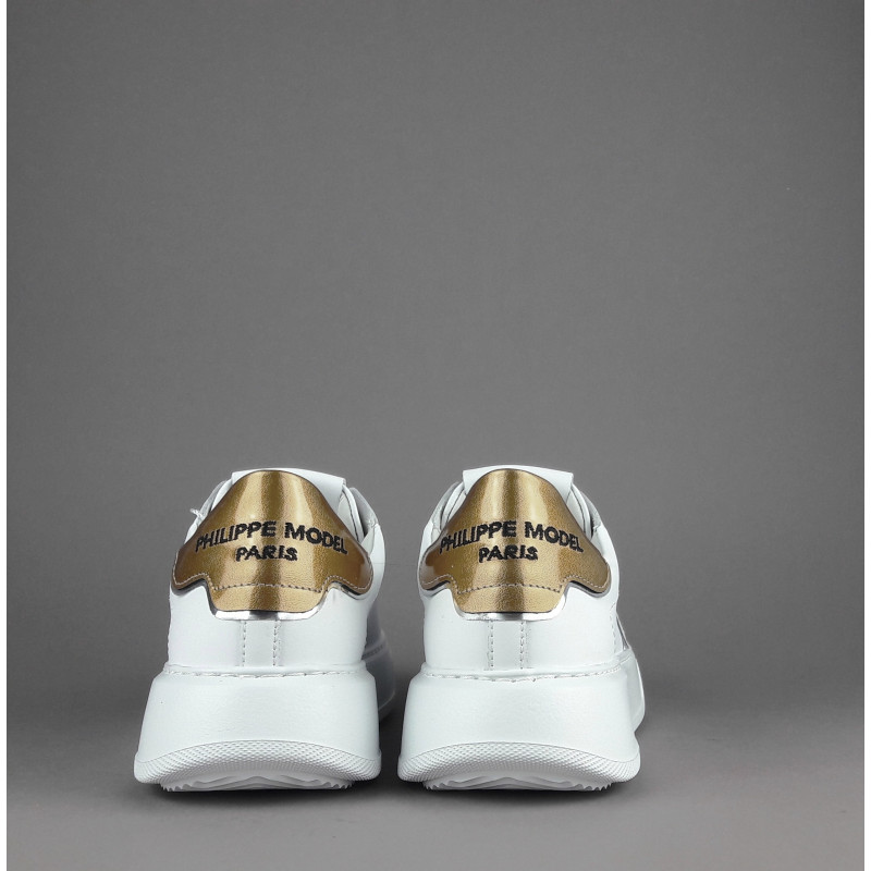 Philippe Model / Sneakers Donna New Temple Pelle Bianco Spoiler Vernice Oro Prezzo 340,00