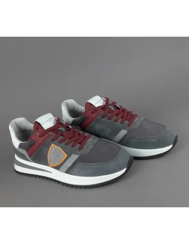 Philippe Model Sneakers Uomo New Tropez 2.1 Camoscio Tela Grigio Spoiler Bianco Prezzo 295,00