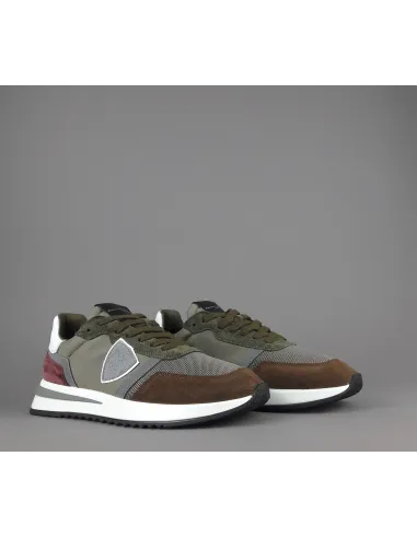 Philippe Model Sneakers Uomo New Tropez 2.1 Camoscio Tela Marrone Verde Mil. Spoiler Bianco Prezzo 280,00