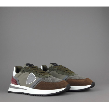 Philippe Model / Sneakers Uomo New Tropez 2.1 Camoscio Tela Marrone Verde Mil. Spoiler Bianco Prezzo 280,00