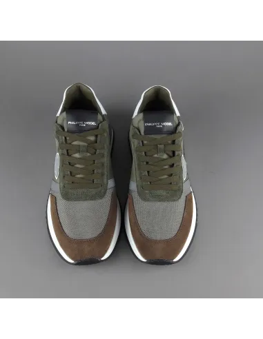 Philippe Model Sneakers Uomo New Tropez 2.1 Camoscio Tela Marrone Verde Mil. Spoiler Bianco Prezzo 280,00