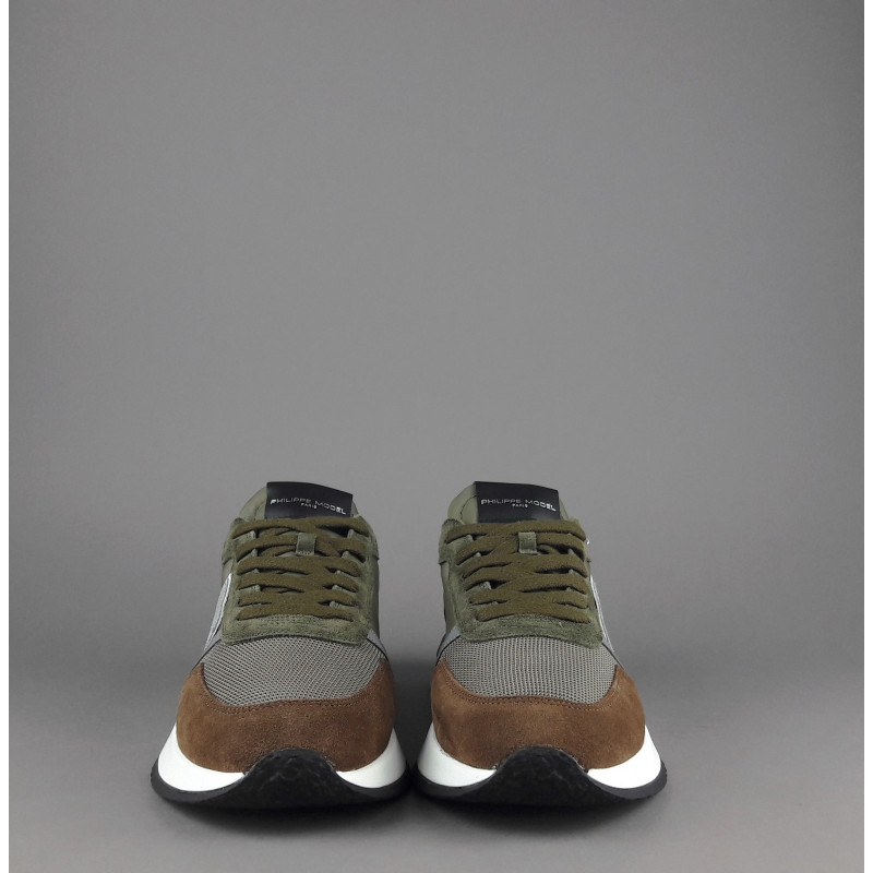Philippe Model / Sneakers Uomo New Tropez 2.1 Camoscio Tela Marrone Verde Mil. Spoiler Bianco Prezzo 280,00