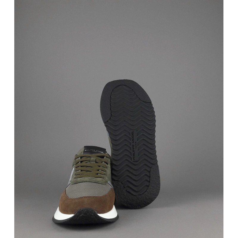 Philippe Model / Sneakers Uomo New Tropez 2.1 Camoscio Tela Marrone Verde Mil. Spoiler Bianco Prezzo 280,00