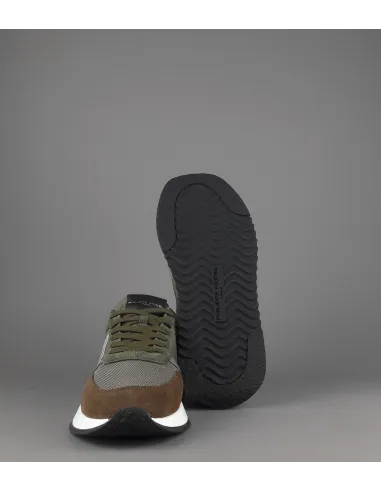 Philippe Model Sneakers Uomo New Tropez 2.1 Camoscio Tela Marrone Verde Mil. Spoiler Bianco Prezzo 280,00