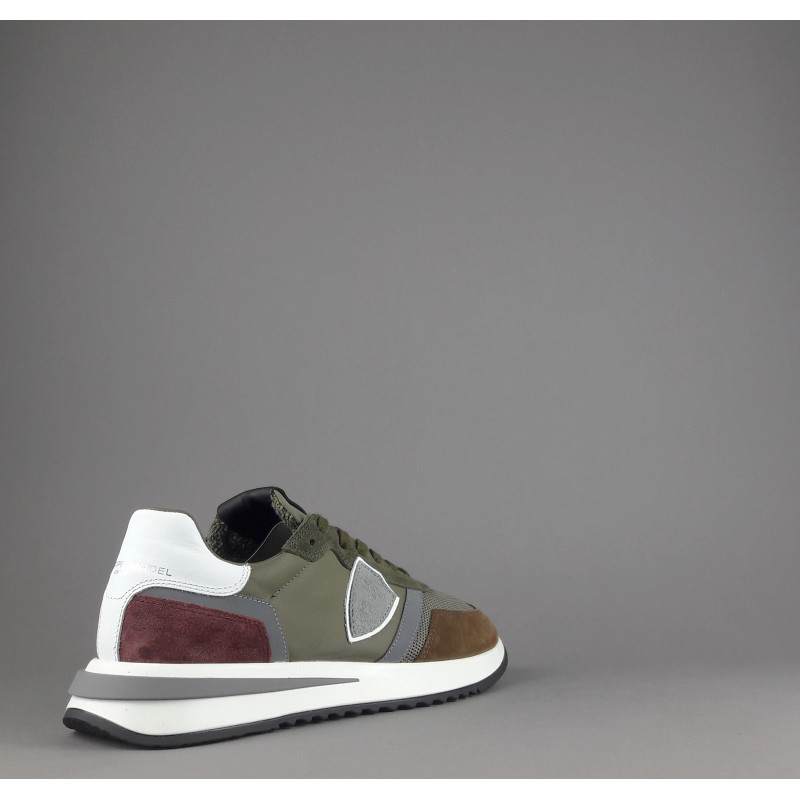 Philippe Model / Sneakers Uomo New Tropez 2.1 Camoscio Tela Marrone Verde Mil. Spoiler Bianco Prezzo 280,00