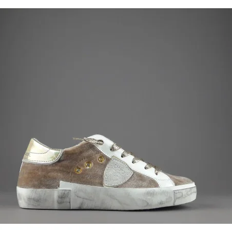 Philippe Model / Sneakers Donna Paris x Velour Beige Spoiler Iridescente Prezzo 340,00