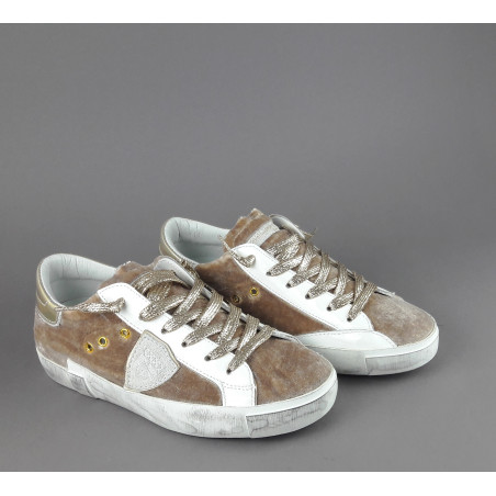 Philippe Model / Sneakers Donna Paris x Velour Beige Spoiler Iridescente Prezzo 340,00
