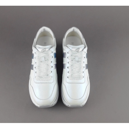 Hogan / Sa Midi Platforn H483 Donna Pelle Perlata Bianco H Pelle Metal Prezzo 420,00