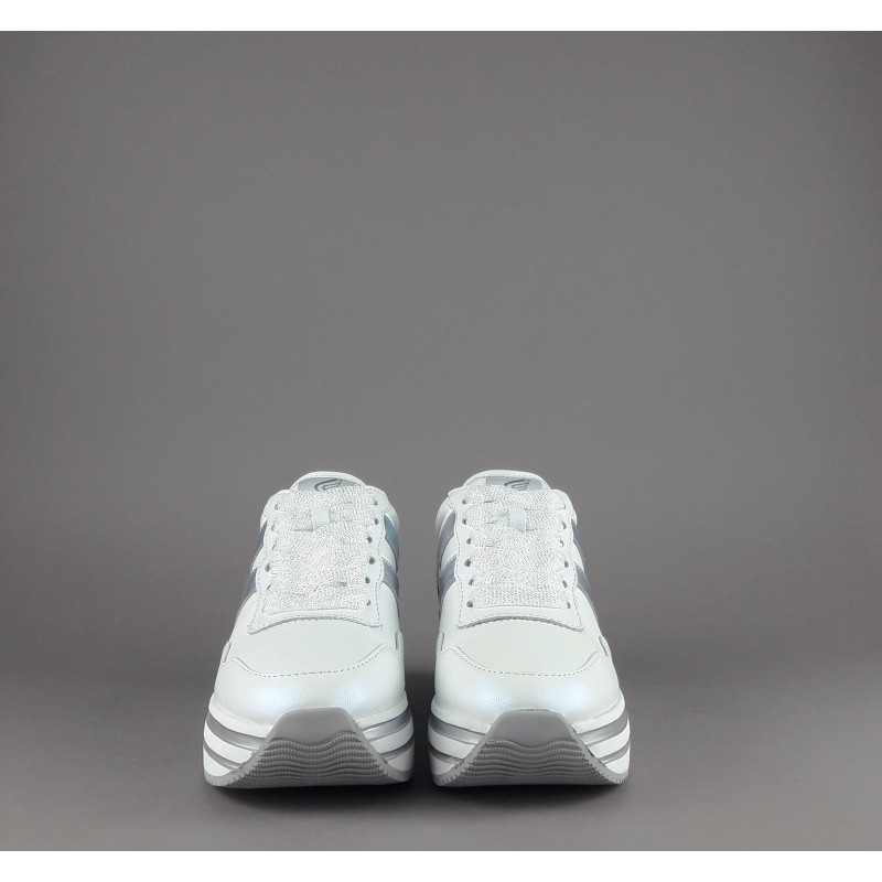 Hogan / Sa Midi Platforn H483 Donna Pelle Perlata Bianco H Pelle Metal Prezzo 420,00