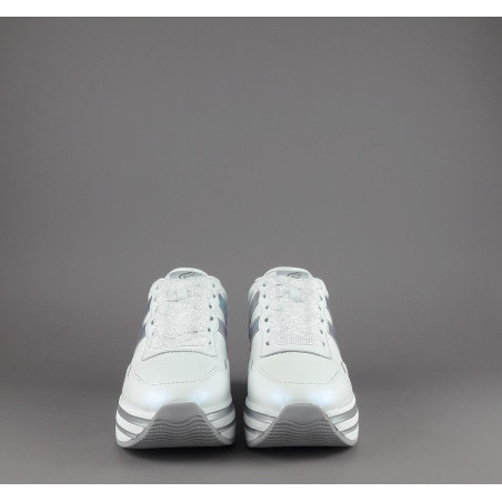 Hogan / Sa Midi Platforn H483 Donna Pelle Perlata Bianco H Pelle Metal Prezzo 420,00