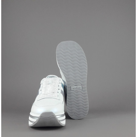 Hogan / Sa Midi Platforn H483 Donna Pelle Perlata Bianco H Pelle Metal Prezzo 420,00