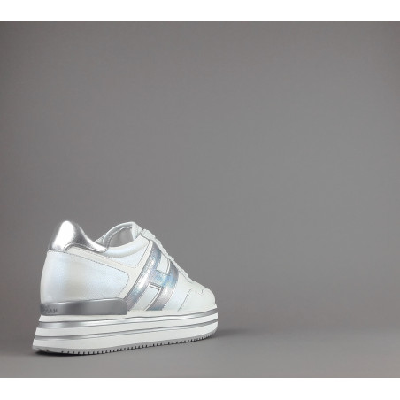 Hogan / Sa Midi Platforn H483 Donna Pelle Perlata Bianco H Pelle Metal Prezzo 420,00