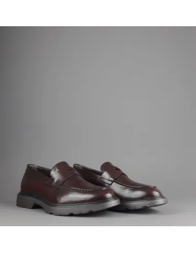 Hogan " Mocassino Uomo H393 Pelle Spazzolata Marrone Scuro Prezzo 320,00