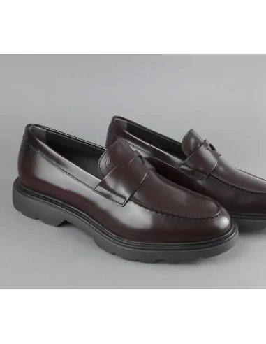 Hogan " Mocassino Uomo H393 Pelle Spazzolata Marrone Scuro Prezzo 320,00