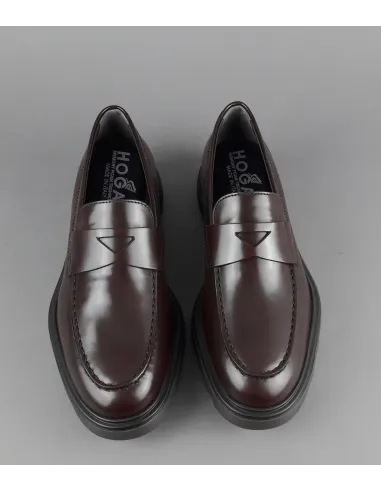 Hogan " Mocassino Uomo H393 Pelle Spazzolata Marrone Scuro Prezzo 320,00