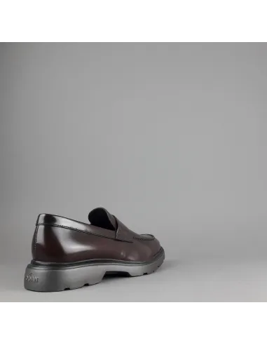 Hogan " Mocassino Uomo H393 Pelle Spazzolata Marrone Scuro Prezzo 320,00