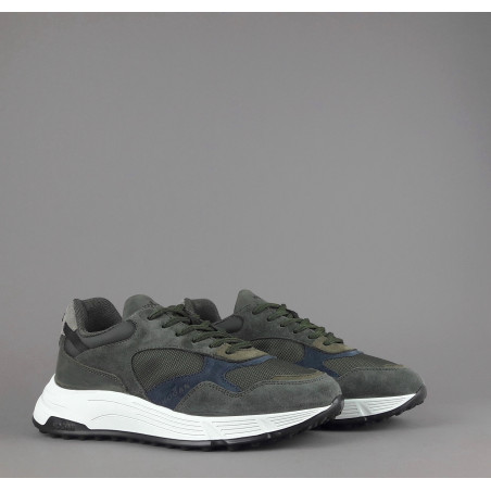 Hogan / Hyperlight Uomo Camoscio Tela Verde Militare Scuro Logo Lettering Pezzo 360,00