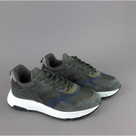 Hogan / Hyperlight Uomo Camoscio Tela Verde Militare Scuro Logo Lettering Pezzo 360,00