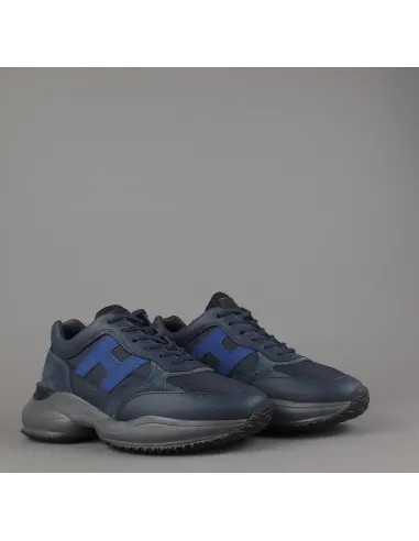 Hogan / Sneakers Interaction Uomo Pelle Tela Blu Scuro Prezzo 390,00