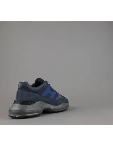 Hogan / Sneakers Interaction Uomo Pelle Tela Blu Scuro Prezzo 390,00