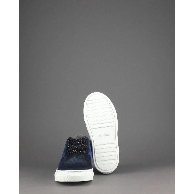 Hogan Sneakers J340 Junior Camoscio Blu Scuro H Pelle Onda Prezzo 220,00