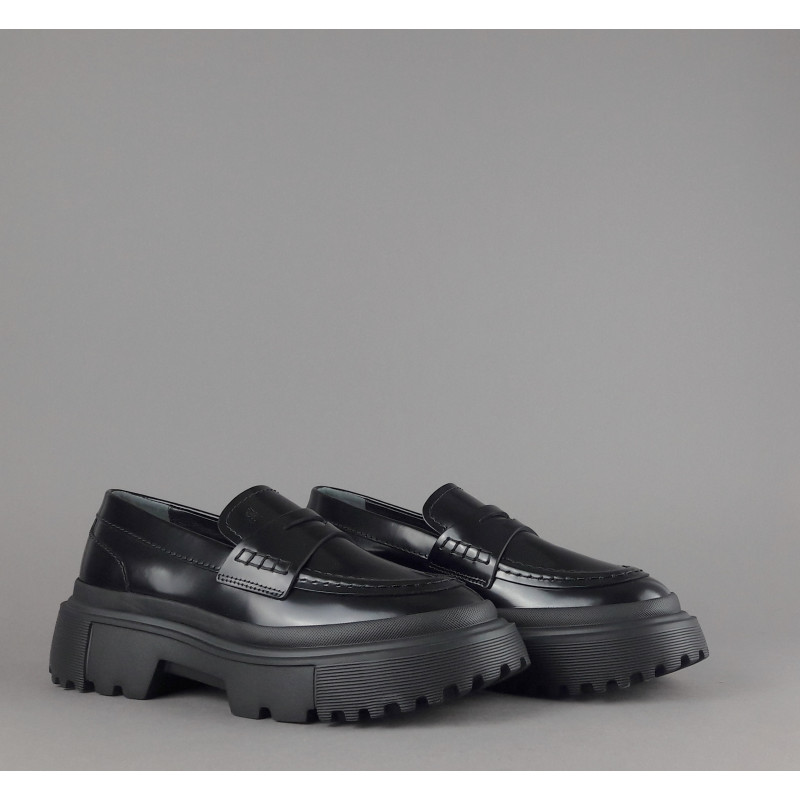Hogan Mocassino Donna H629 Pelle Abrasivata Nero H Impressa 420,00