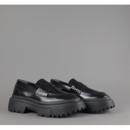 Hogan Mocassino Donna H629 Pelle Abrasivata Nero H Impressa 420,00