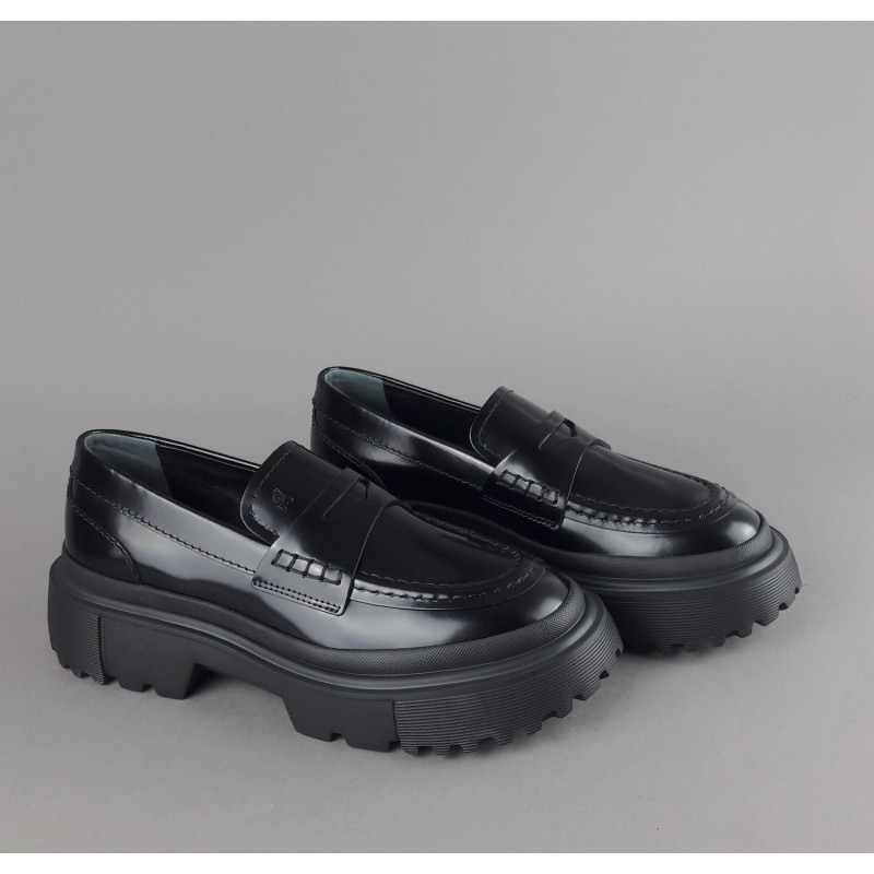 Hogan Mocassino Donna H629 Pelle Abrasivata Nero H Impressa 420,00