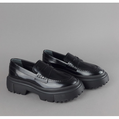 Hogan Mocassino Donna H629 Pelle Abrasivata Nero H Impressa 420,00